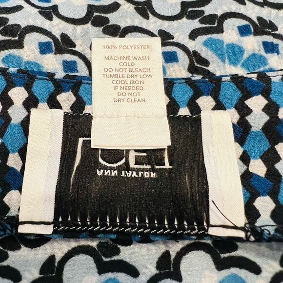 Ann Taylor Loft Petite Short Sleeve V Neck Side Zip Blue Blouse Size 4P (A0128) - Picture 6 of 6